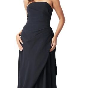 Rene Ruiz Womens Hand Draped Strapless Gown